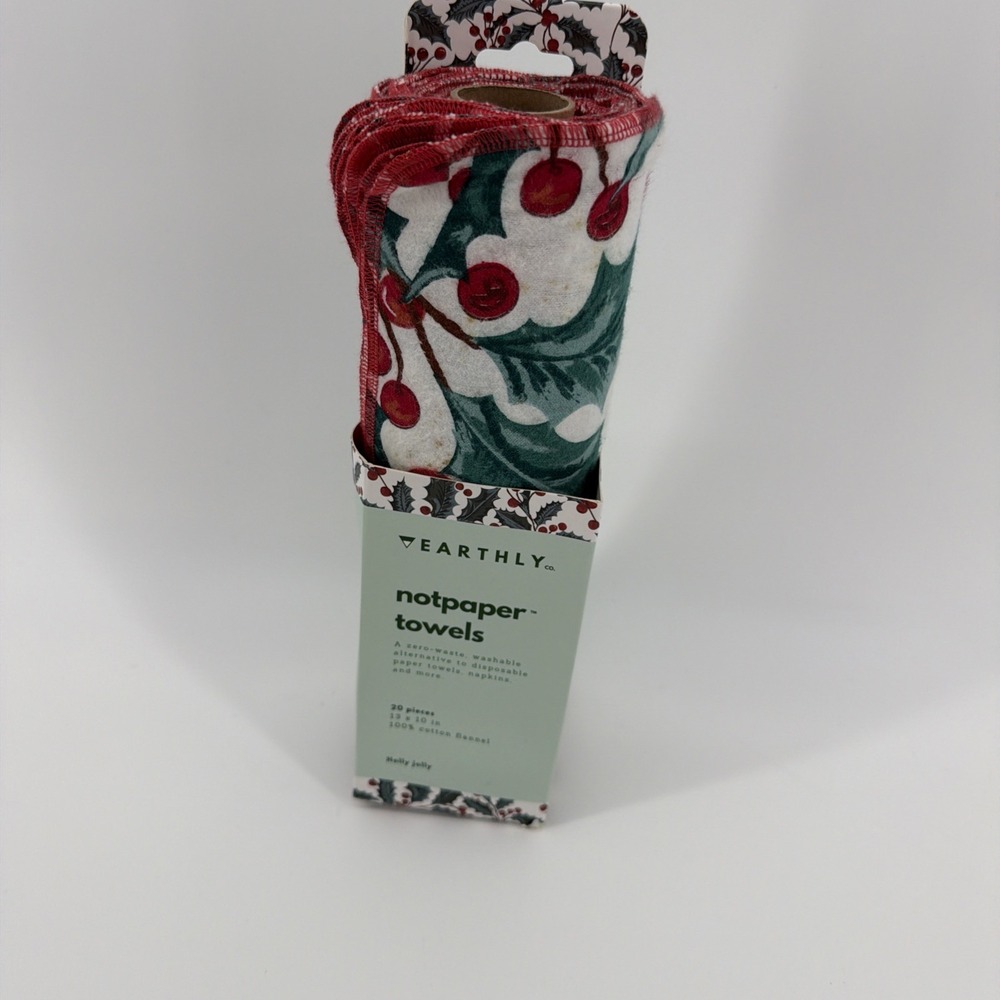 Earthly NotPaper Towels Christmas 10 Reusable Cotton Flannel  Towels‎ New